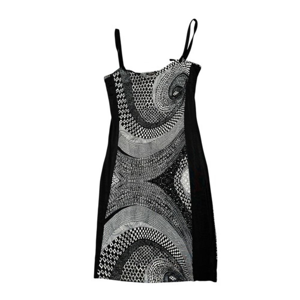 Miss Sixty Y2K abstract Mini Dress Swirl Print Black White Small
